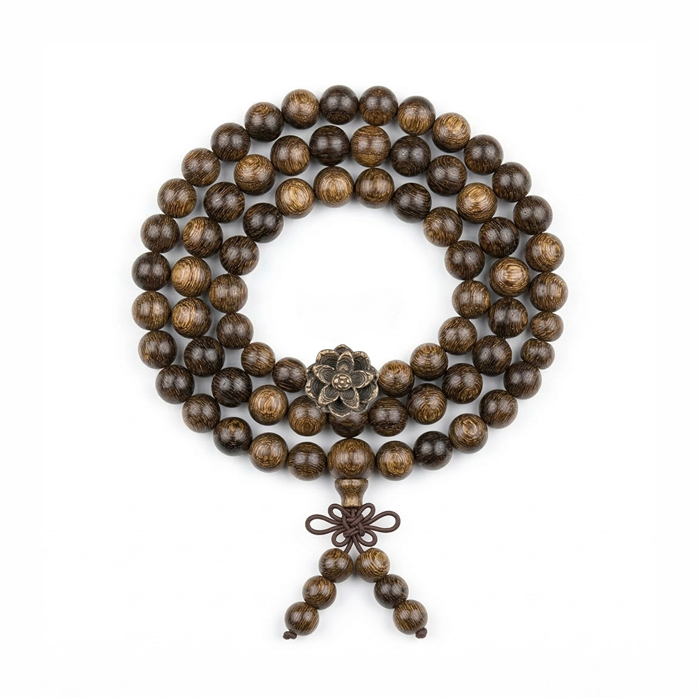 Vòng trầm hương 108 hạt chất liệu trầm sánh thượng hạng Quảng Nam - An Lạc Phật